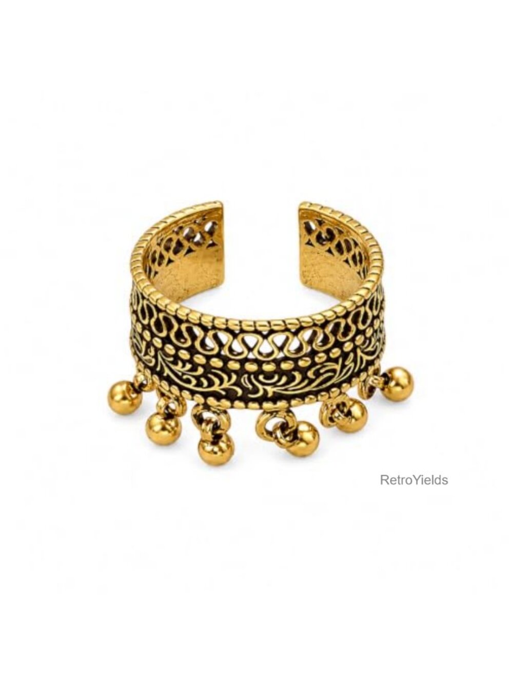 Boho Wide Adjustable Cuff Ring Filigree Statement Indian Jewelry